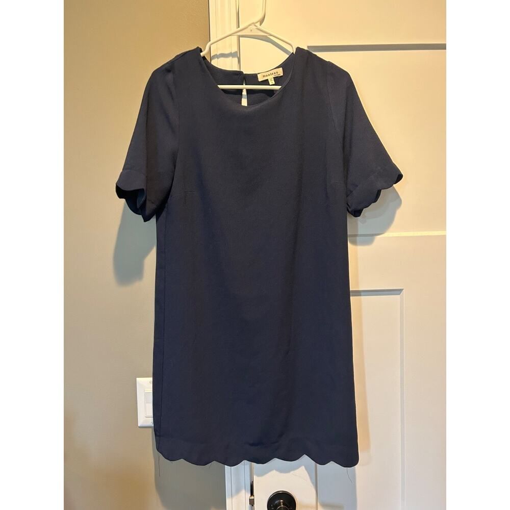 Large Monteau Los Angeles Navy Scalloped Dress Adorable